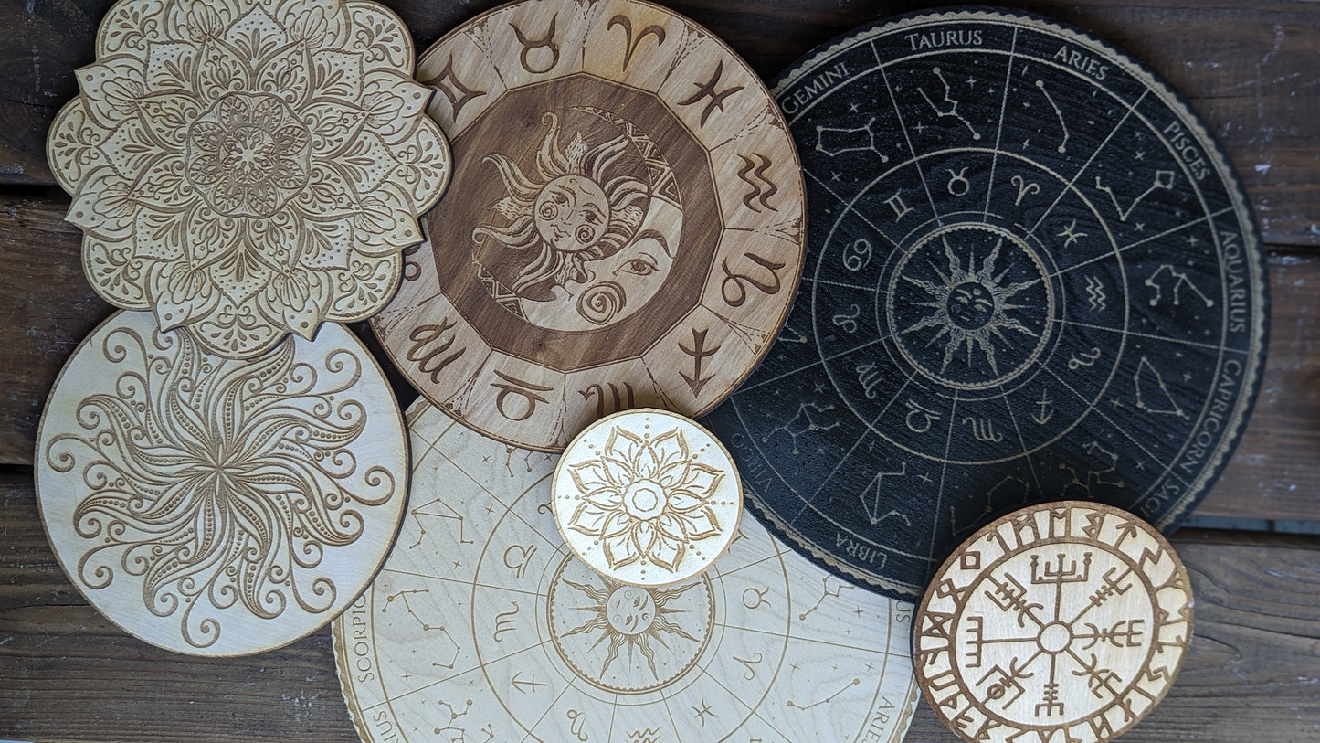 Laser Engraved Wood Crystal Grids - 6, 8, and 10 inch